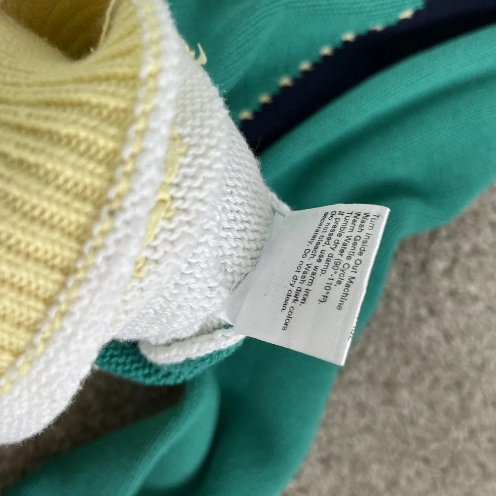 Vintage Golf Sweater Mens Medium Green Cotton Argyle Tight Knit V Neck Pullover